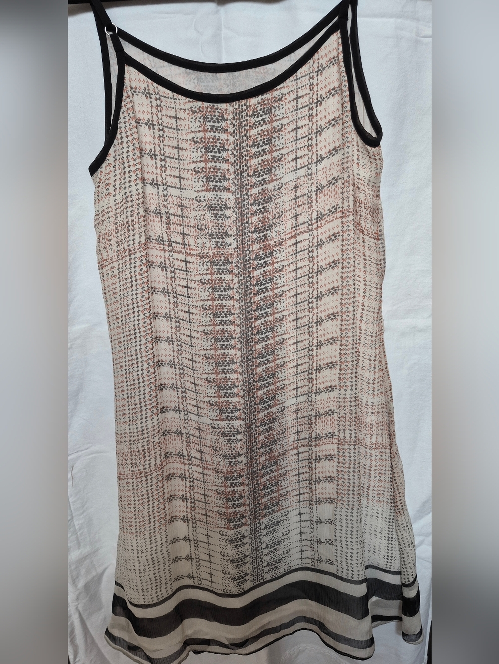 Da-Nang Sheer Silk Dress in Blush-Pink and Black Trim
